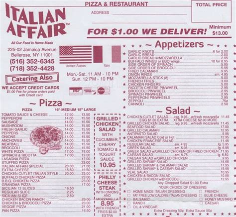 Italian affair - An Italian Affair Reviews. 4 - 201 reviews. Write a review. January 2024. Do Not Hesitate to call if you have an issue. I ordered a to go meat eaters Because we had it a few weeks ago and it was the best pizza with red sauce I’ve had. I’m not normally a fan of pizza. The pizza wasn’t up to par I called and they delivered a new pizza all ...